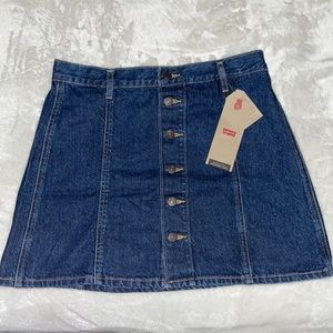 Button Denim Skirt A-Line